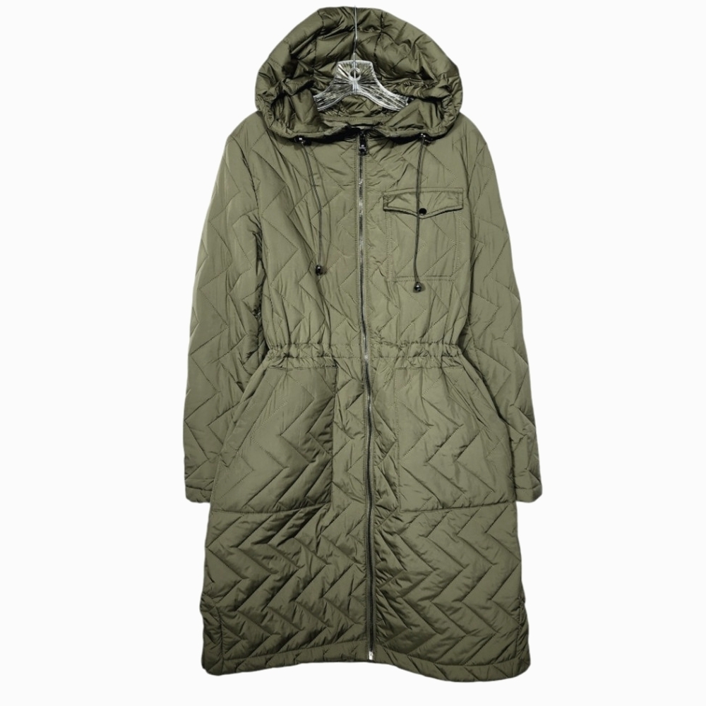 Bernardo Sz S/P Full Zip Quilted Hood Tall EcoPlume Jacket.